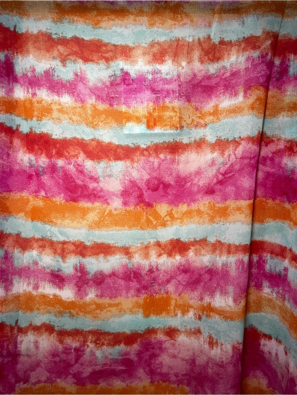 LuLaRoe Pink, Orangey & Light Blue Watercolor Striped Bohemian Overlay - Picture 4 of 6